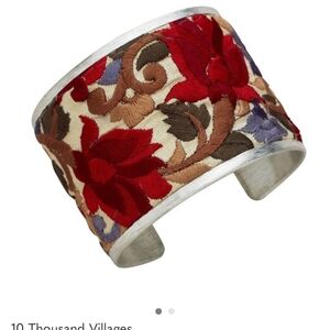 EMBROIDERED METAL CUFF BRACELET TEN THOUSAND VILLAGES NWT